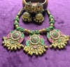 Traditional Pachikundan Necklace Set with Lotus Motifs & Jhumka Earrings