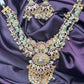 Antique Temple Necklace Set with Green Beads