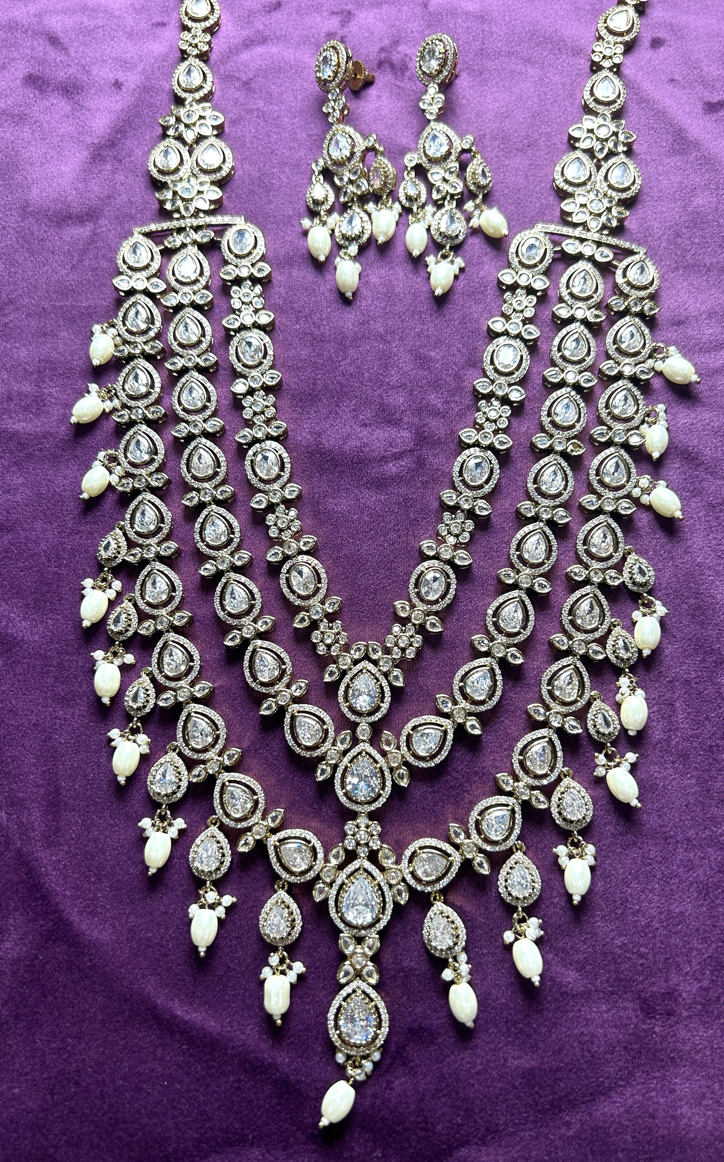 Grand Bridal Layered Necklace Set with Earrings