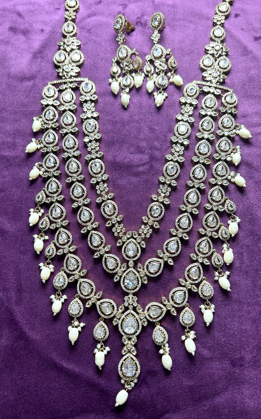 Grand Bridal Layered Necklace Set with Earrings