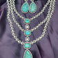 Emerald Green Stone Multi-Layer Necklace Set