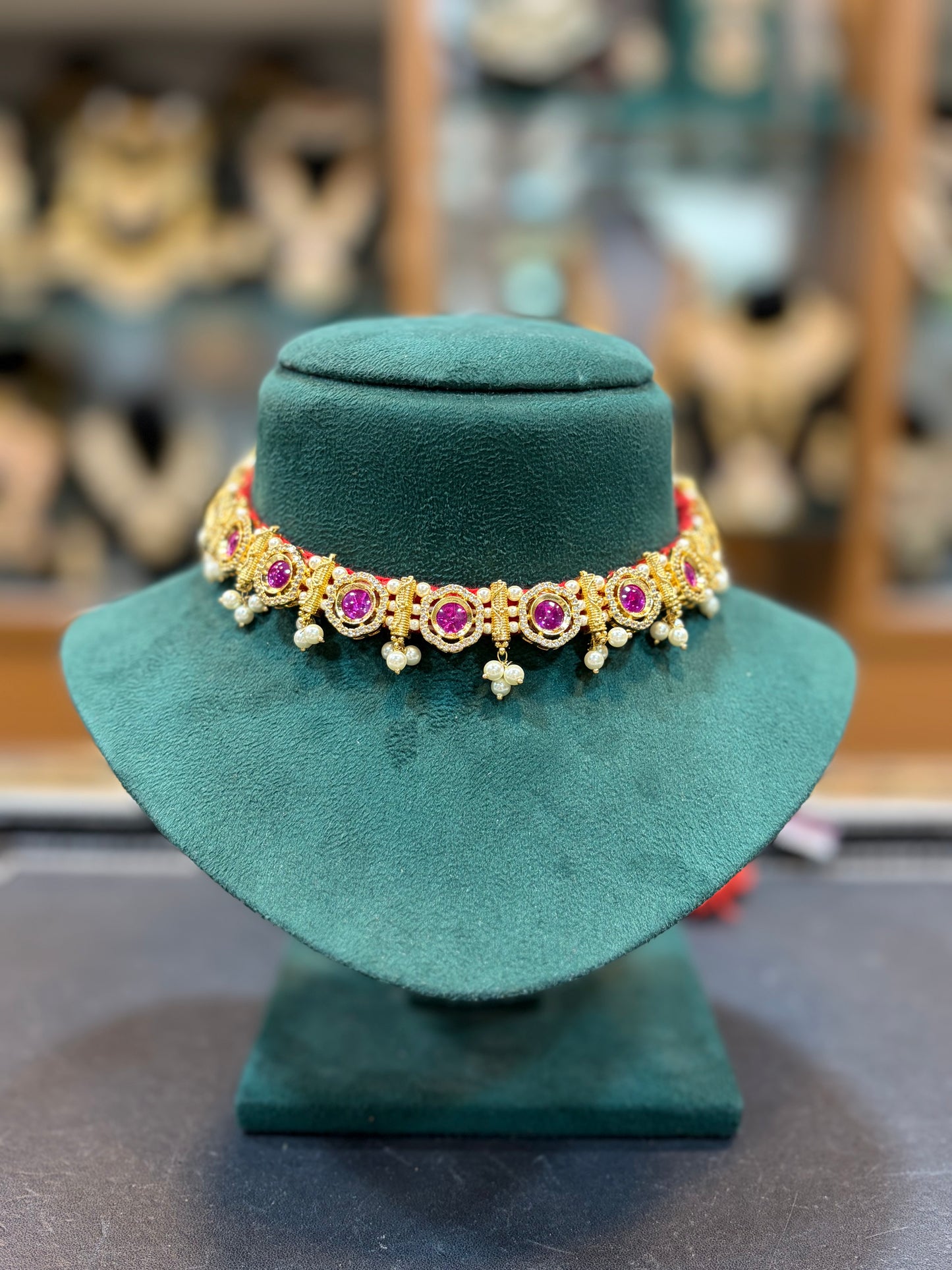 Ruhani Ruby Pearl Choker Set