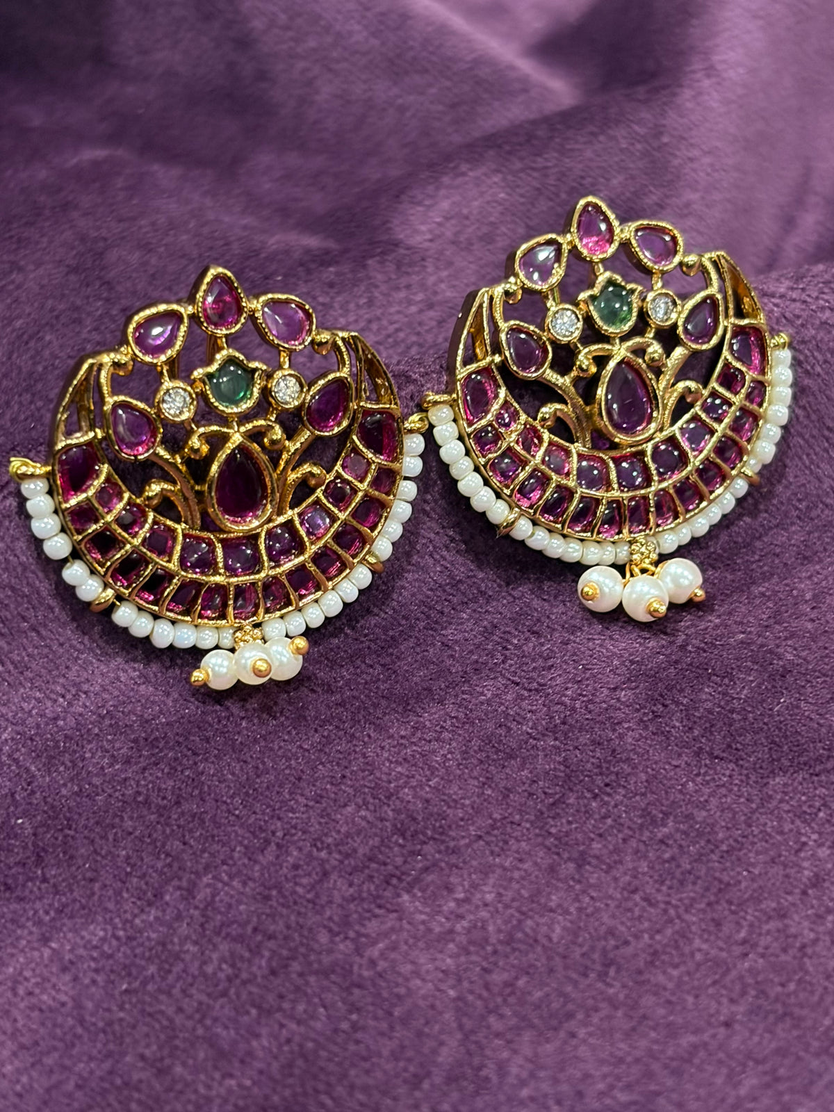 Royal Ruby Bugadi with Pearl Drops