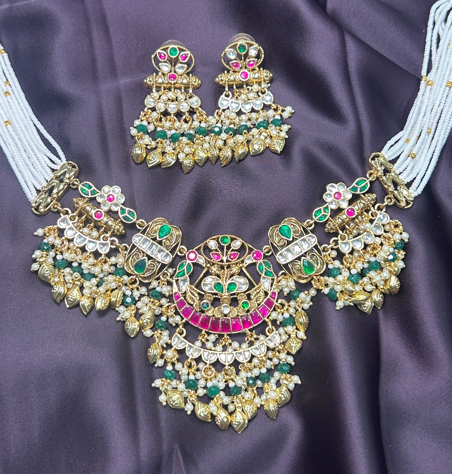 Kundan & Beaded Heritage Necklace Set