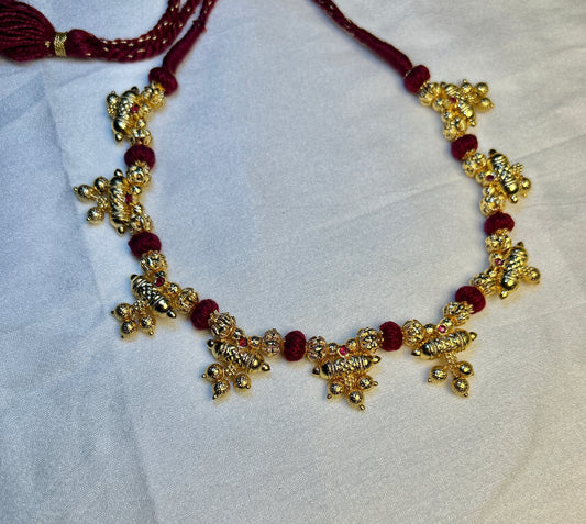 Traditional Kemp Gundu Mala Necklace – 1 Gram Gold Plated