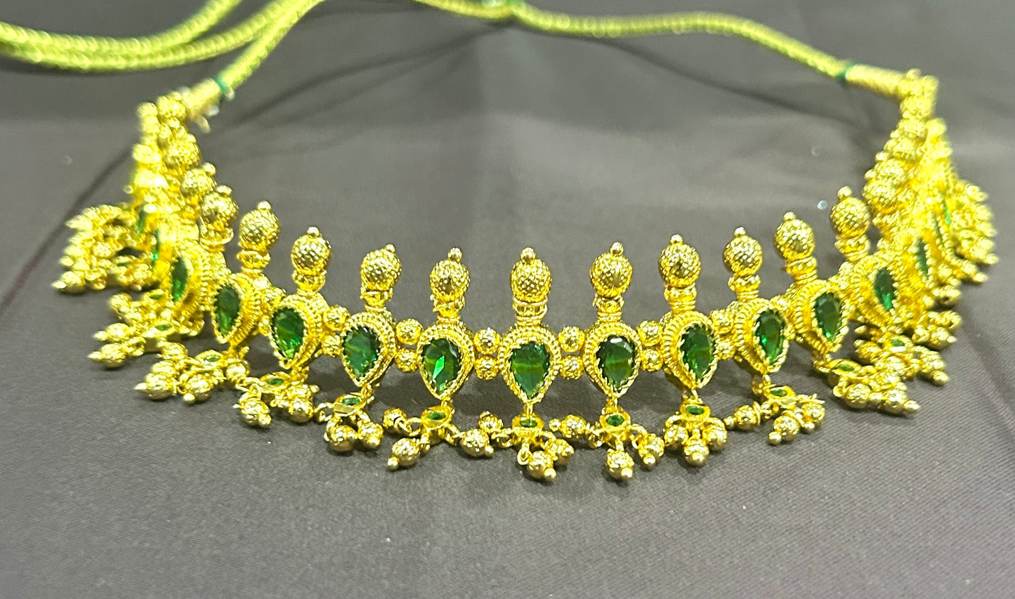 Emerald Green StonMaharashtrian Choker