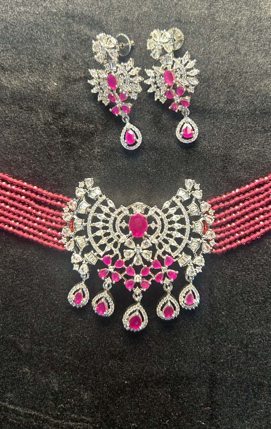 Rosé Radiance Beaded Choker Set