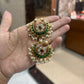 Royal Ruby–Pearl Kundan Chandbali Earrings
