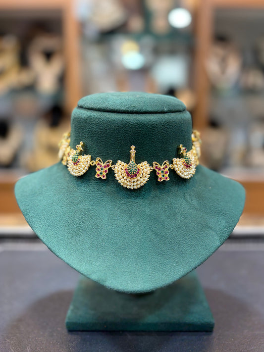 Pearl Peacock Choker Set – Grace in Every Detail