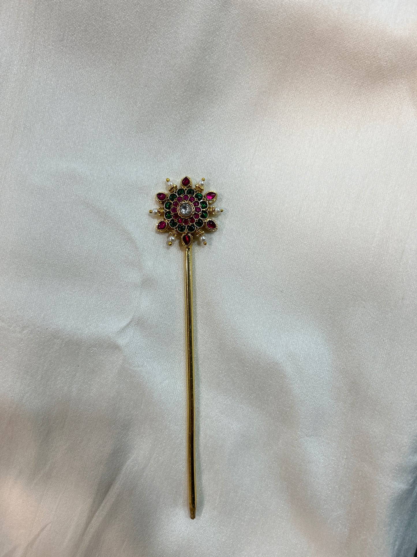 Royal Ruby–Emerald Kundan Hair Stick (Hair Stick)