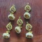 Ruby & Pearl Cluster Hair Accessory with Golden Drop