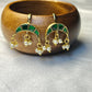 Emerald Enamel Arch Bugdi Earrings