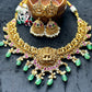 Temple Jewellery Necklace Set – Lakshmi Motif with Kemp & Emerald Drops