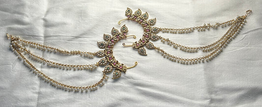 Traditional Pearl Back Ear Cuffs with Kundan Detailing
