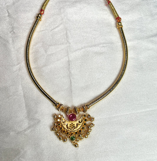 Traditional Temple-Style Gold Necklace – 1 Gram Gold