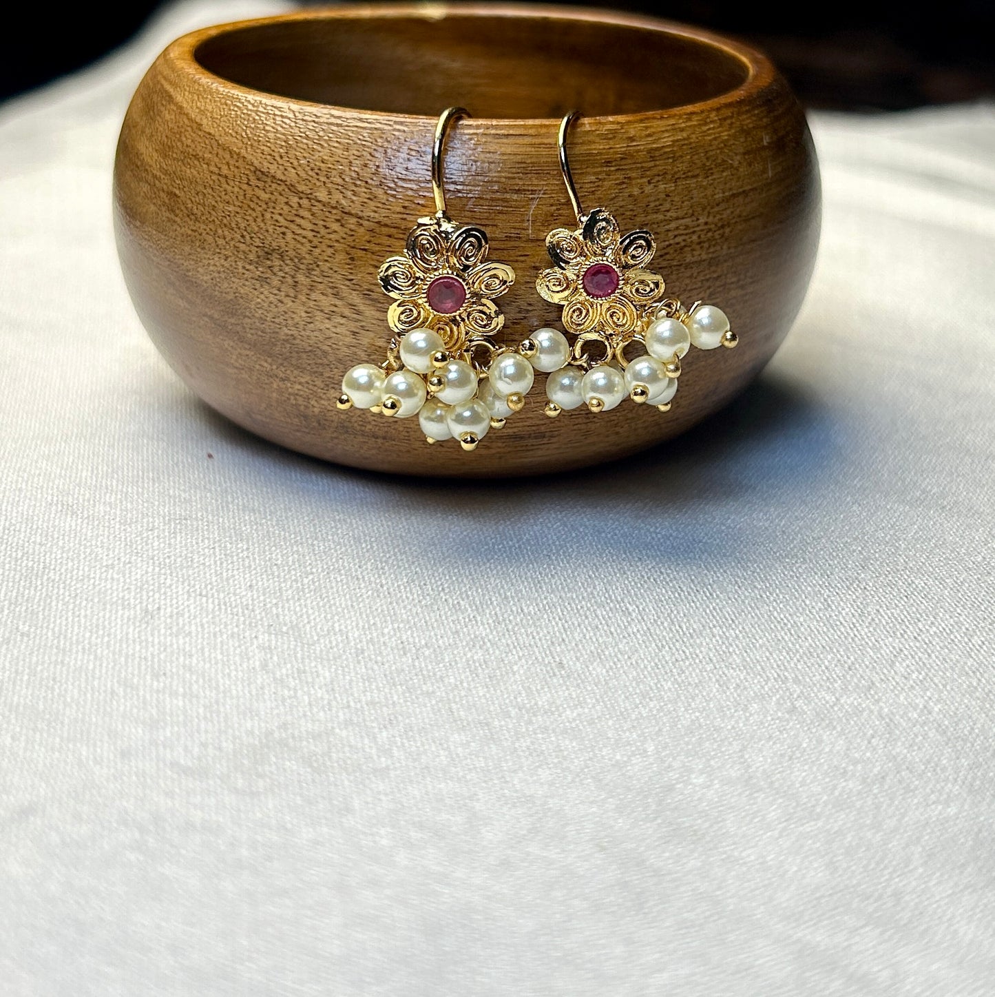 Floral Pearl Bugdi Earrings