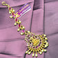 Goddess Lakshmi Temple Maang Tikka (Ruby & Pearl)