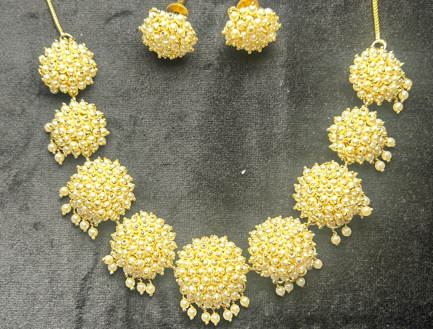 Designer Pearl Gajra Necklace Set