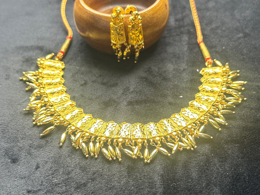 Traditional Rajwadi Golden Necklace Set