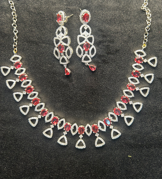 Crimson Charm Designer Necklace Set
