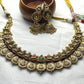 Lakshmi Kasu Mala Necklace Set – With Antique Finish & Temple Jhumkas
