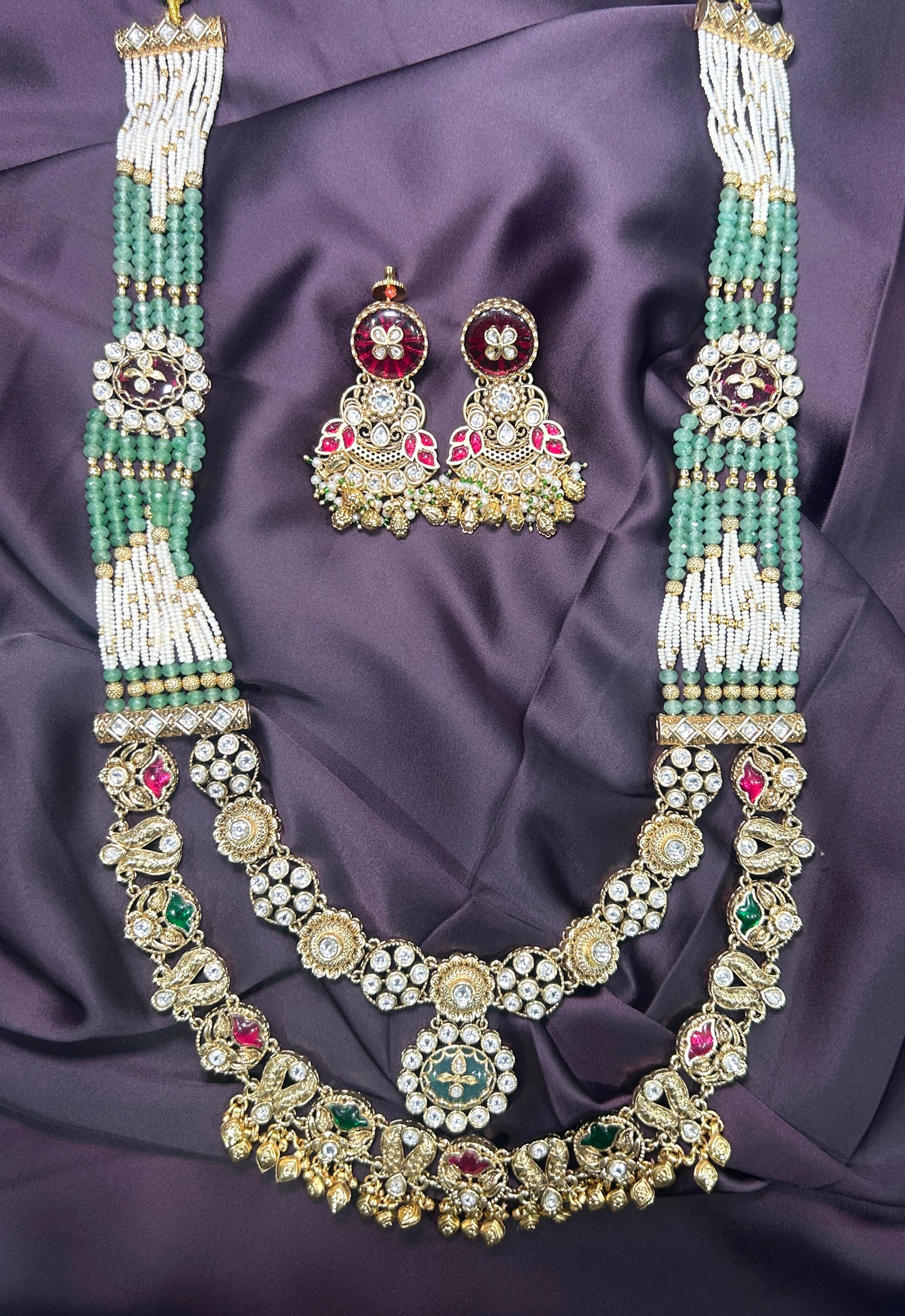 Royal Kundan & Beaded Long Necklace Set
