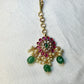 Petite Floral Kundan Maang Tikka with Green Drops