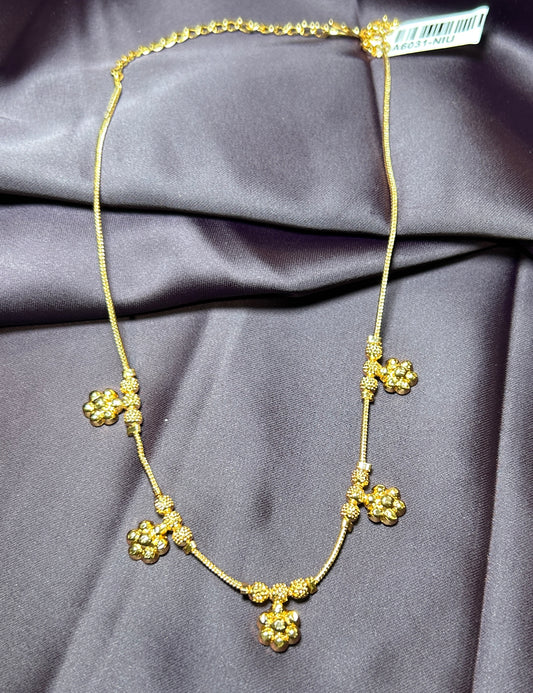 Golden Floral Charm Necklace