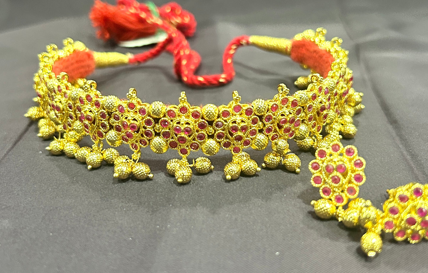 Traditional Ruby Cluster Choker Set