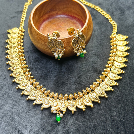 Antique Lakshmi Coin Necklace Set – Temple Jewellery Style