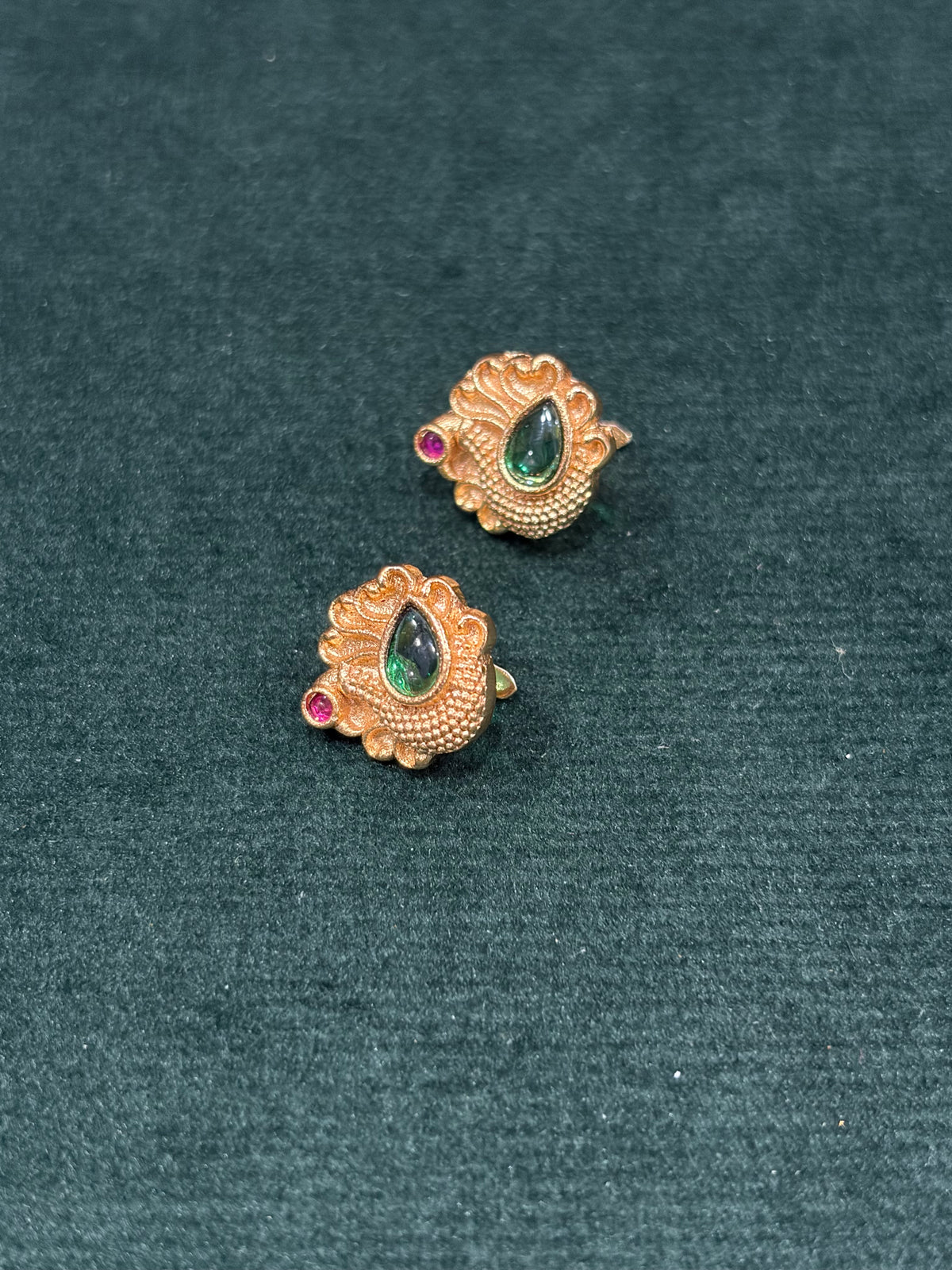 Traditional Gold-Plated Green Stone Bugadi