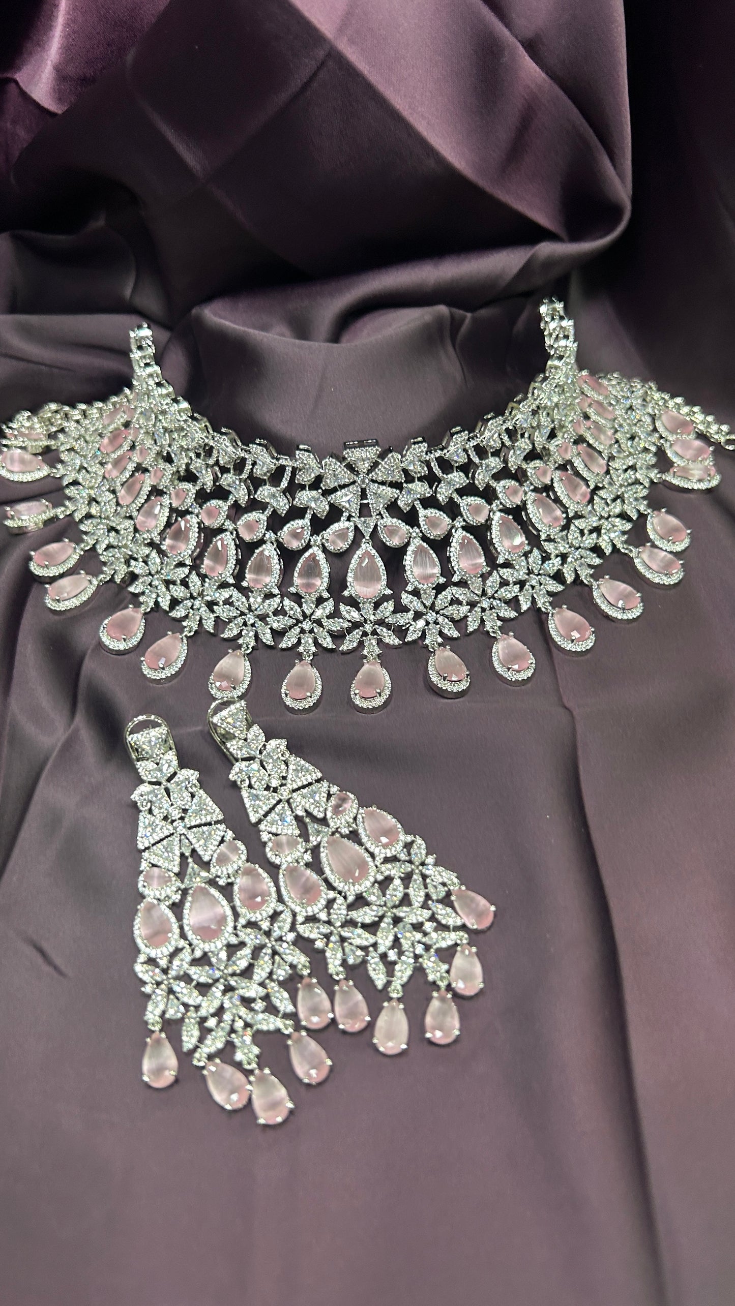 Blush Pink & Diamond Choker Necklace Set