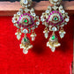 Ruby & Emerald Stone Chandbali Earrings with Pearls
