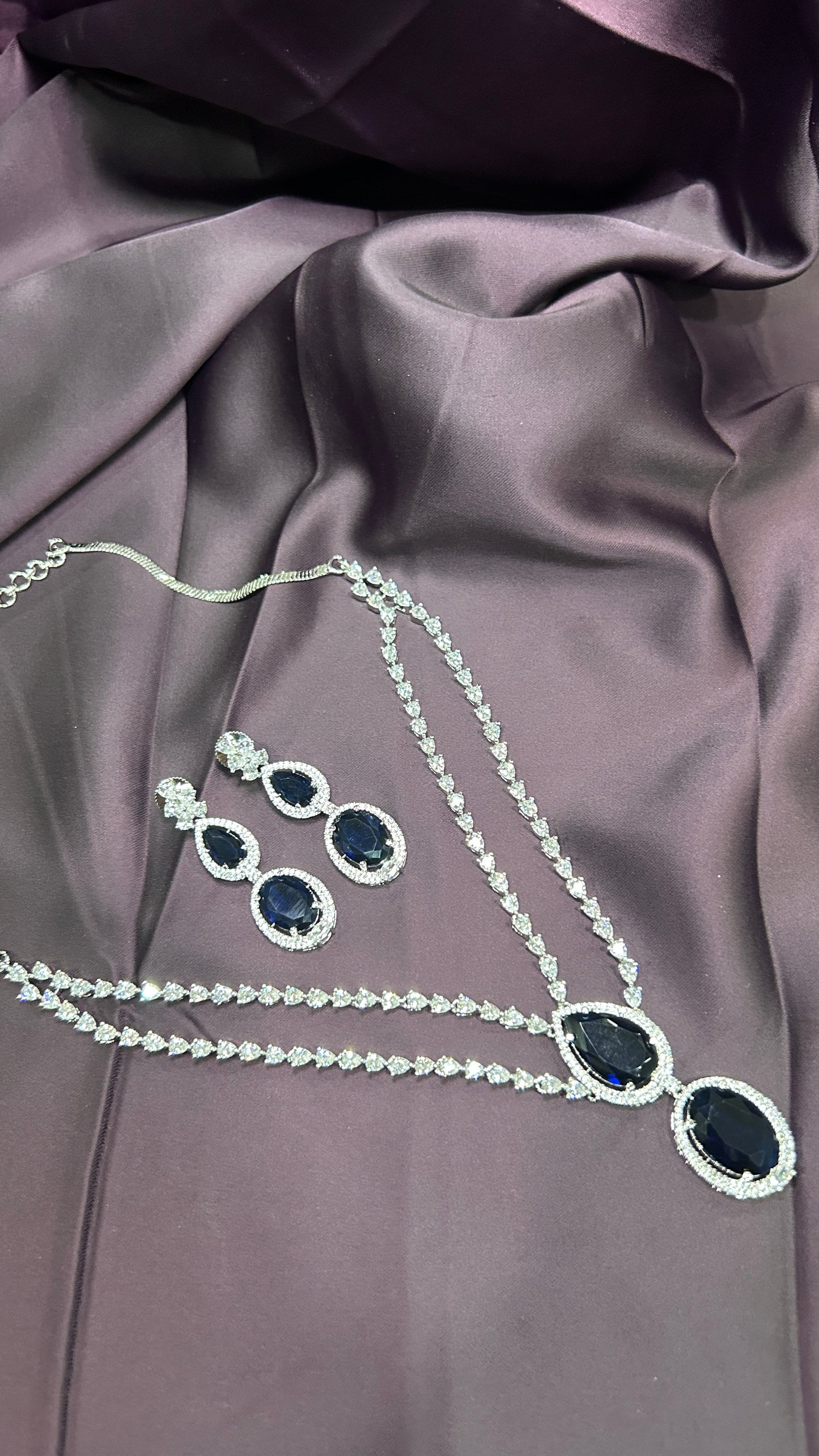 Sapphire & Diamond Double Layer Necklace Set