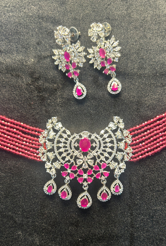 Rosé Radiance Beaded Choker Set