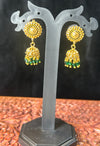 Sunburst Green Beaded Jhumkas