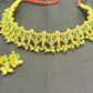 Traditional Green Stone Choker Set with Earrings