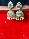 Pear-Shaped Stone Studded Jhumka Earrings