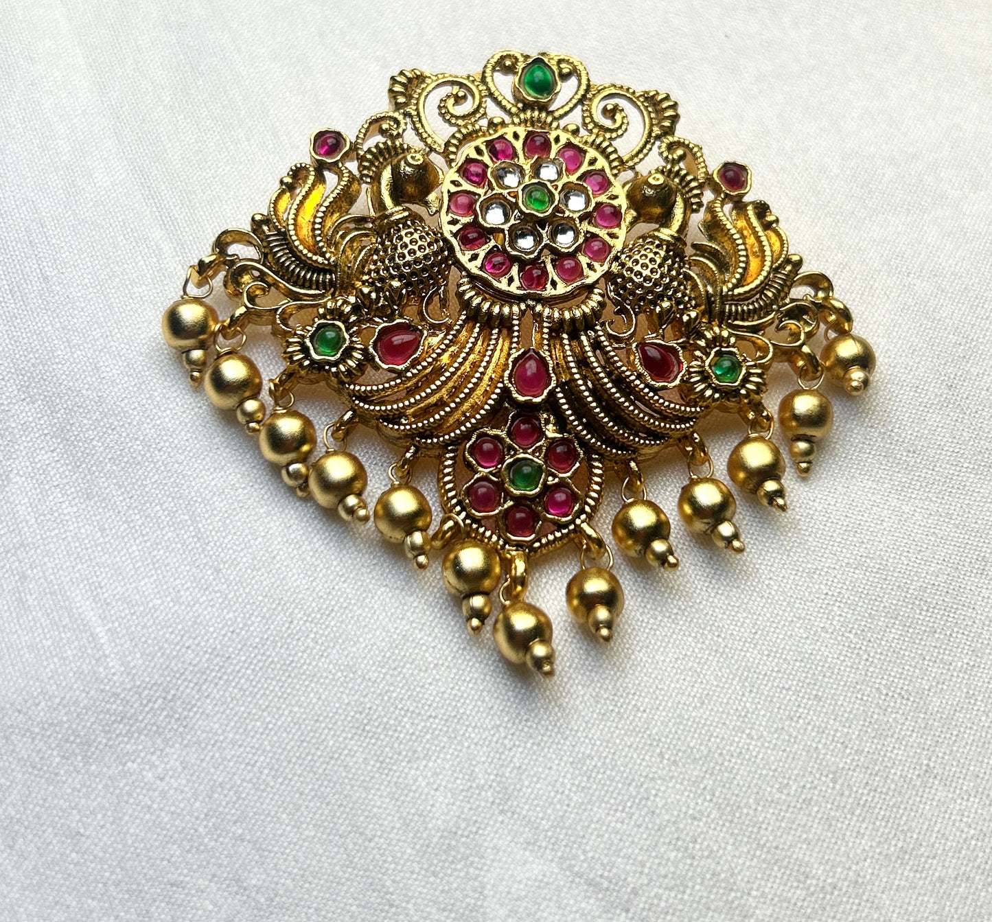 Antique Dual Peacock Kemp Hair Brooch