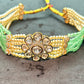 Kundan Floral Choker with Pearl & Green Bead Strands