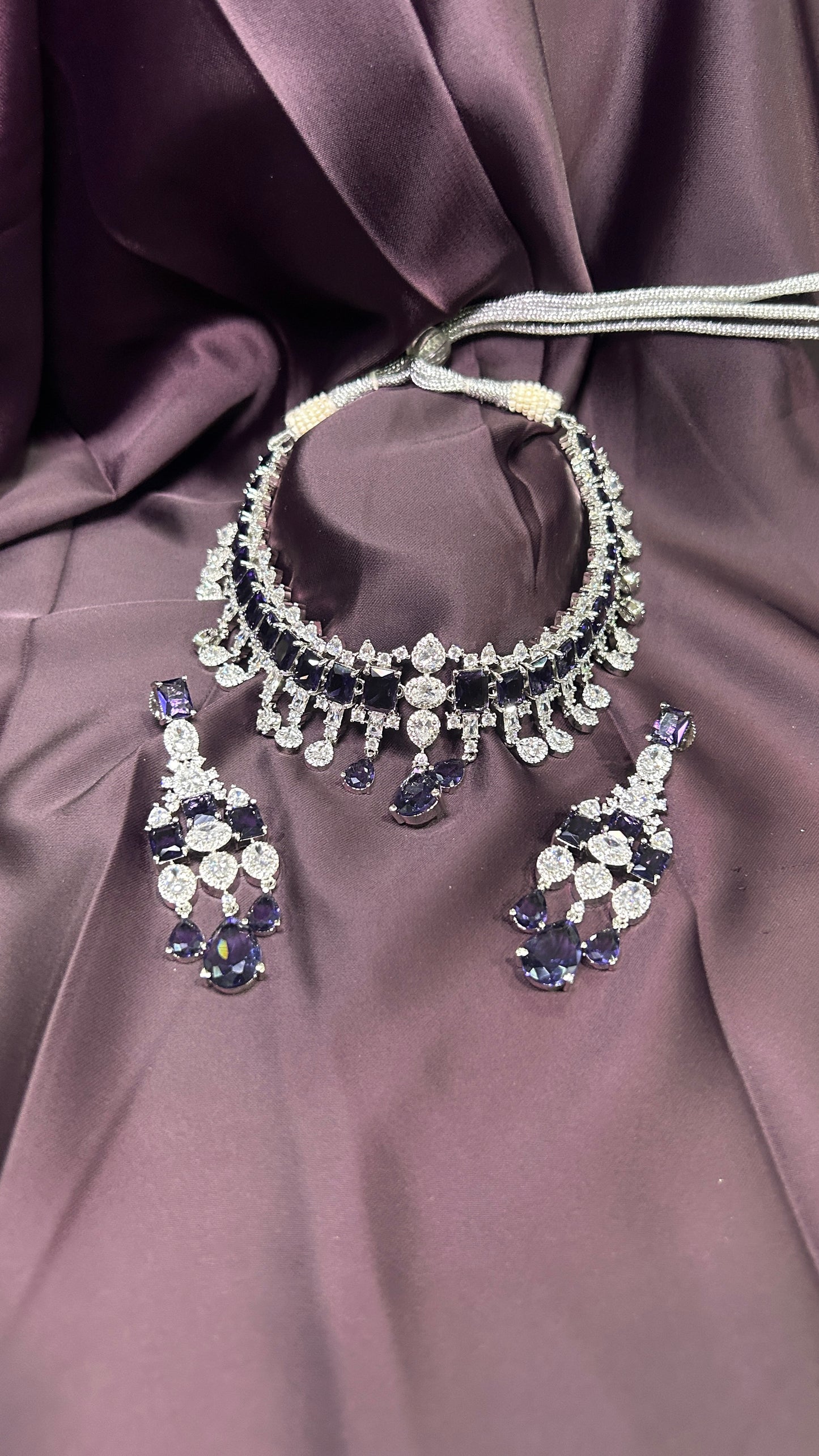Midnight Blue Sapphire & Diamond Necklace Set