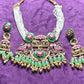 Royal Pachikundan Necklace Set with Elephant Motifs