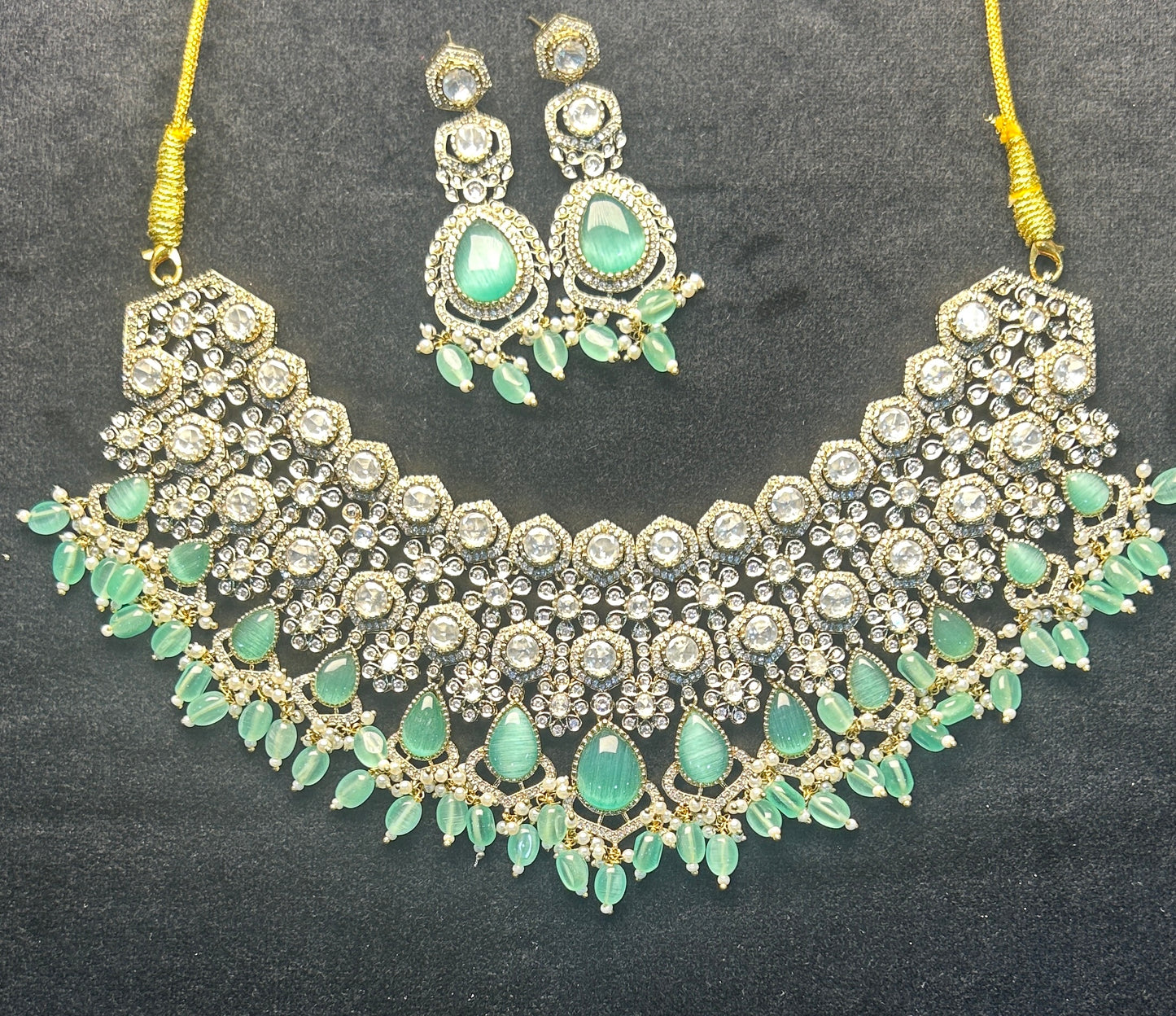 Royal Mint Green Kundan Choker Set