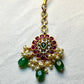 Petite Floral Kundan Maang Tikka with Green Drops