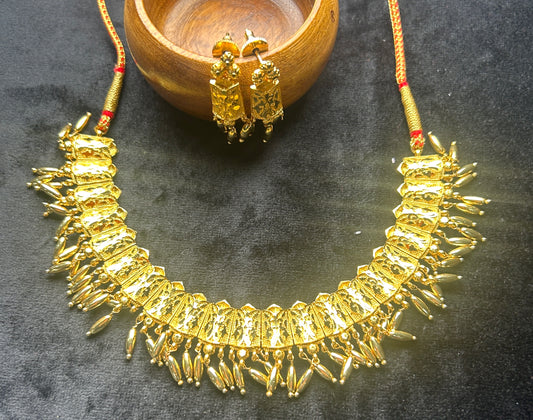 Traditional Rajwadi Golden Necklace Set