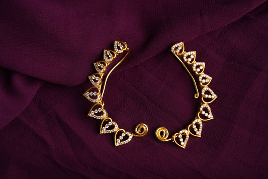 Stone heart shape front earcuff