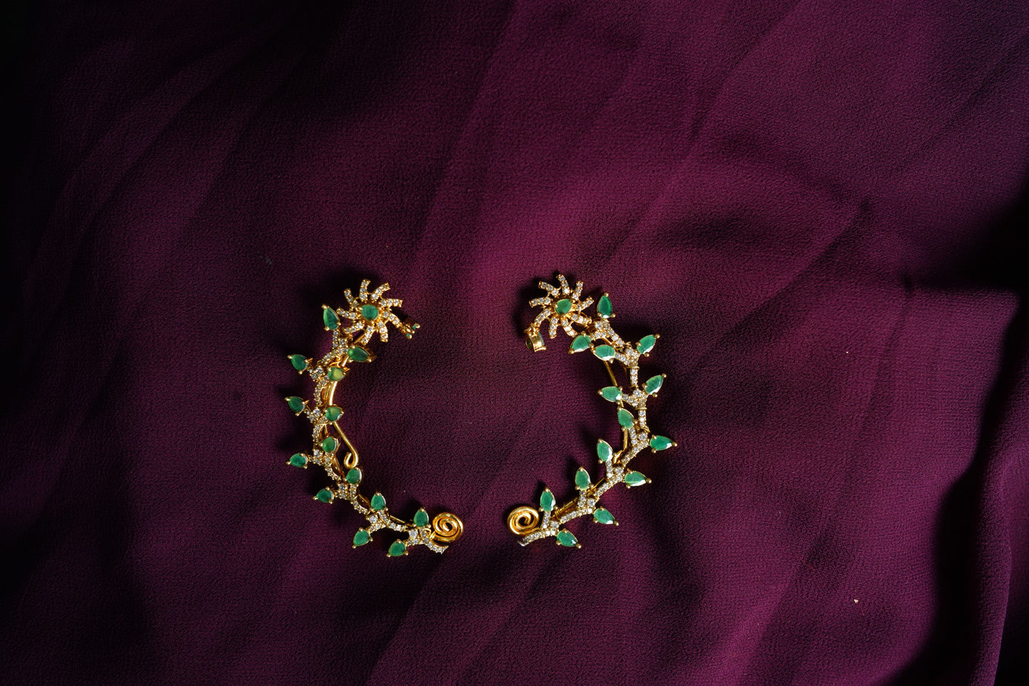 Green stone kundan earcuff