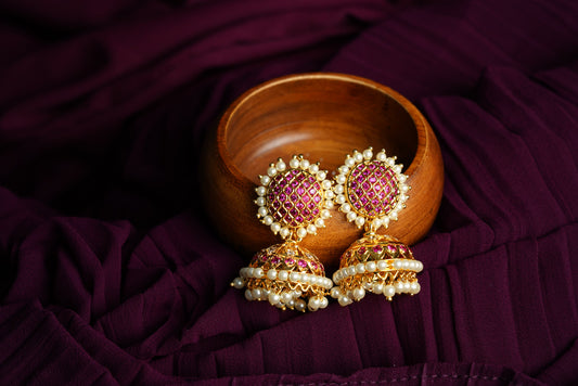 Pink round top Jhumka