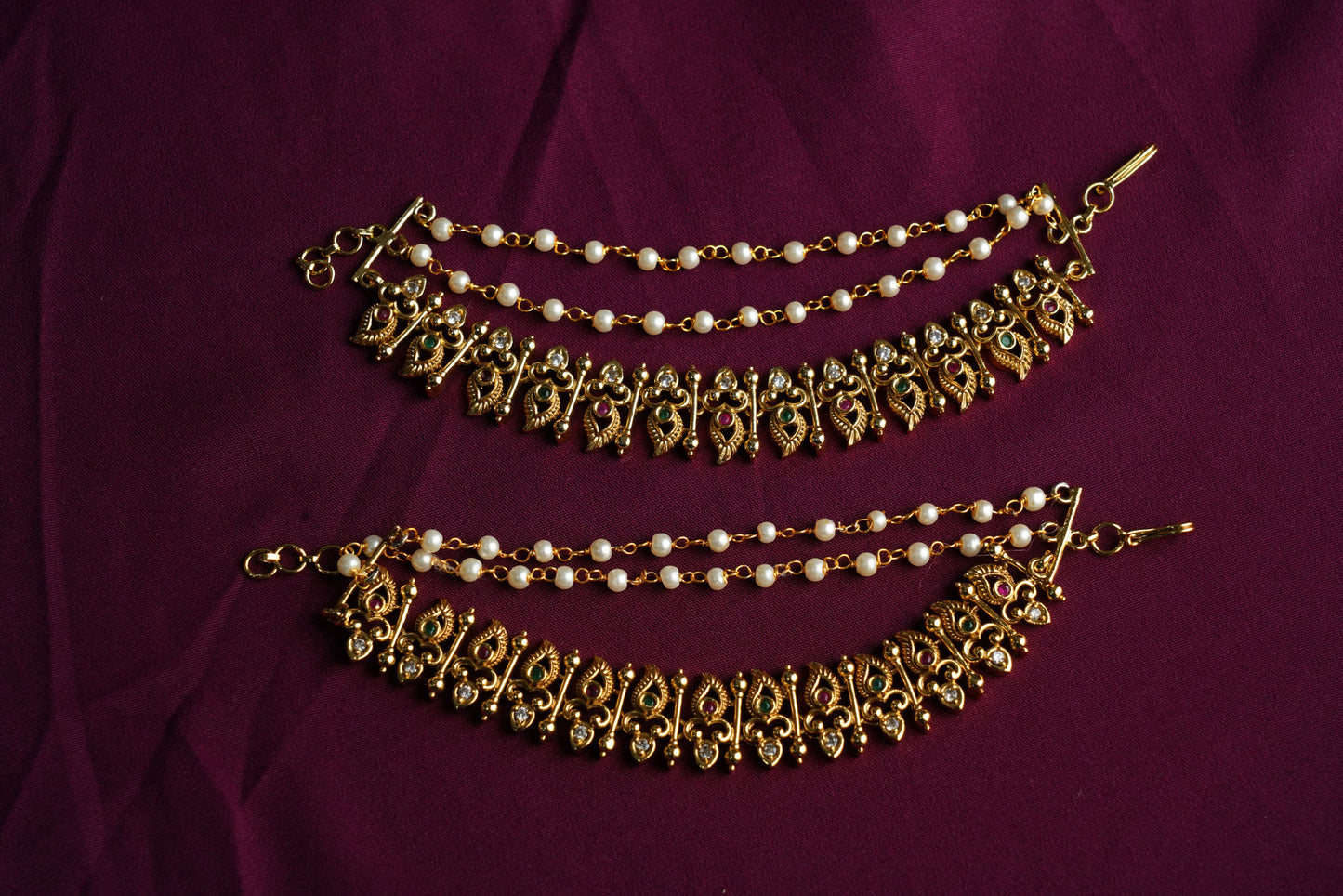 Traditional Pearl Ear Chain (Kaan Chain) Set
