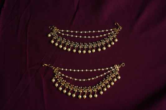 Gold pearl earchain